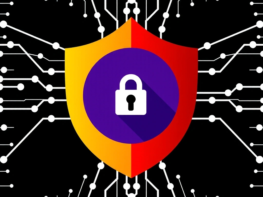 Symbol tarczy ochronnej z ikoną kłódki, reprezentujący bezpieczeństwo danych.