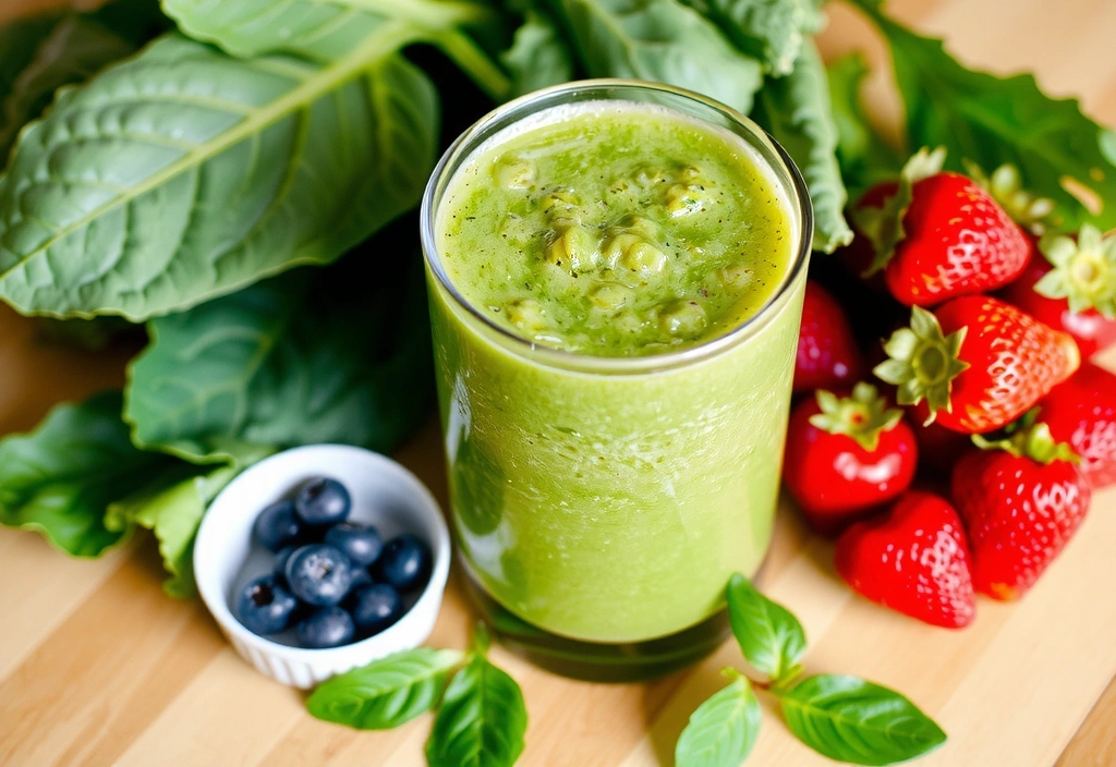 Zdrowe smoothie z zielonych warzyw i owoców, bogate w antyoksydanty